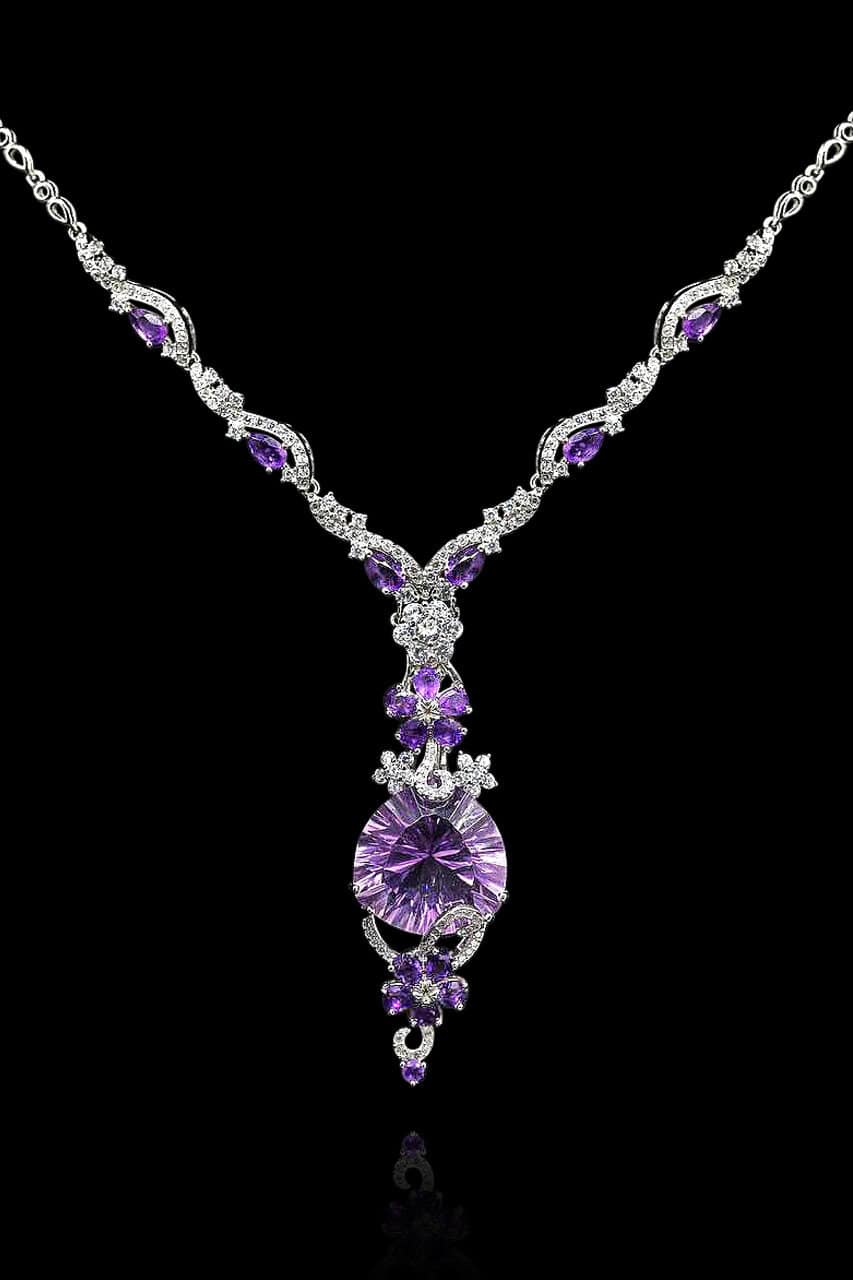 Omnia Hafsa Necklace in 92.5 Silver High Quality Amethyst stone image number null