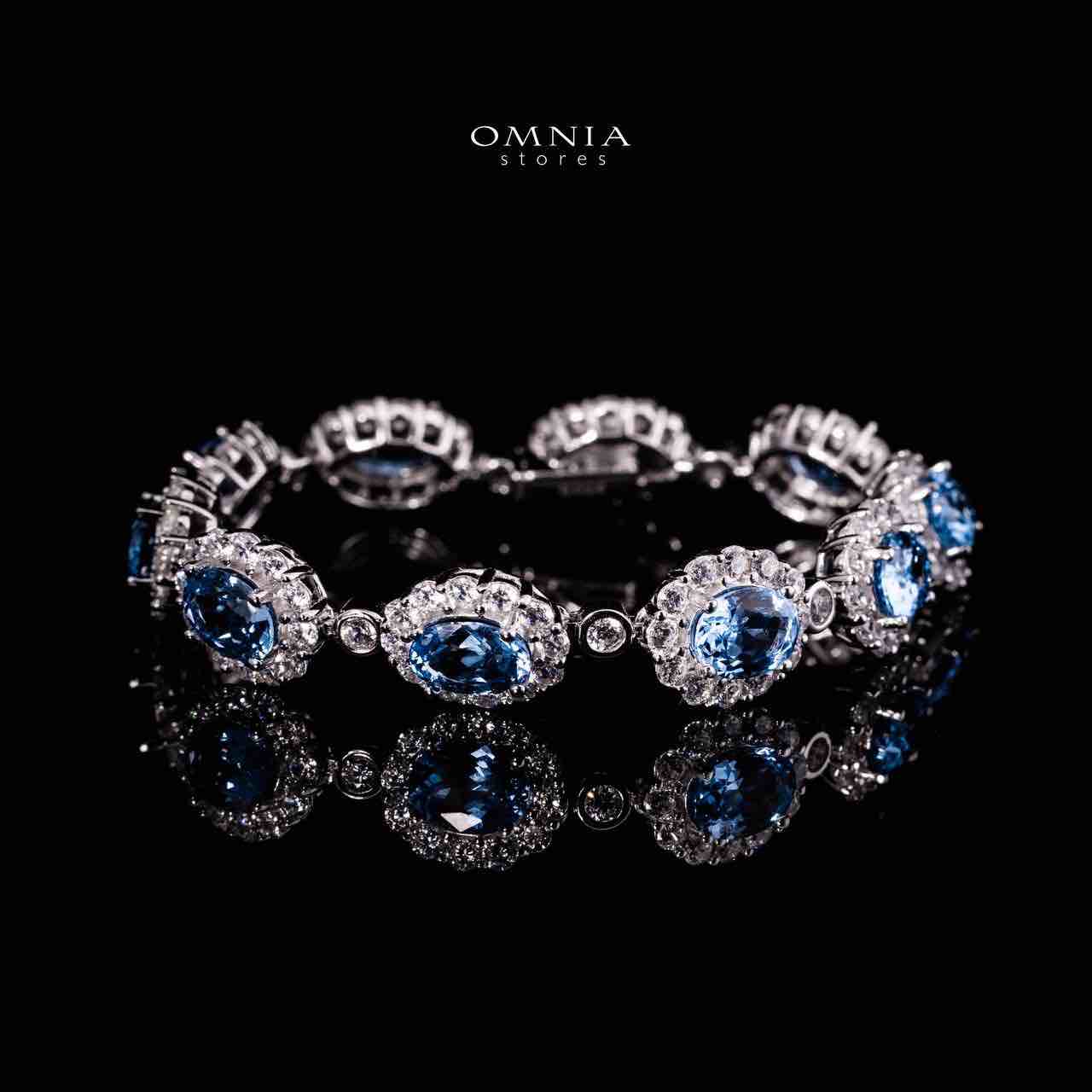 Omnia Mahasin Silver Bracelet in 925 Silver With GRC Certifited High Quality Synthetic Spinel Sky Blue Lab Grown Stones image number null
