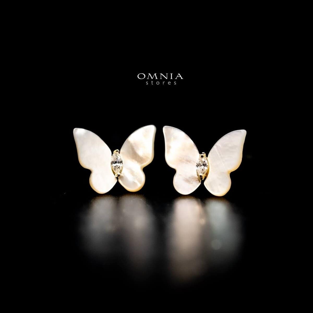 Omnia Ivy Butterfly Stud Earrings in 92.5 Silver with High Quality Iced Cut Stones image number null