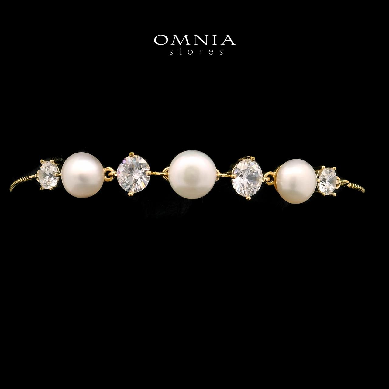 Omnia Zareen Pearl Bracelet with Iced Cut Stones in High Quality 925 Silver image number null