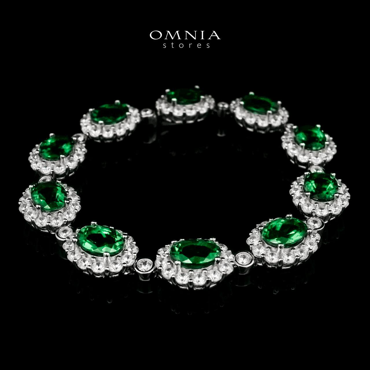 Omnia Mahasin Green Bracelet 925 Silver Certified in High Quality Lab-Grown Emerald Stone image number null