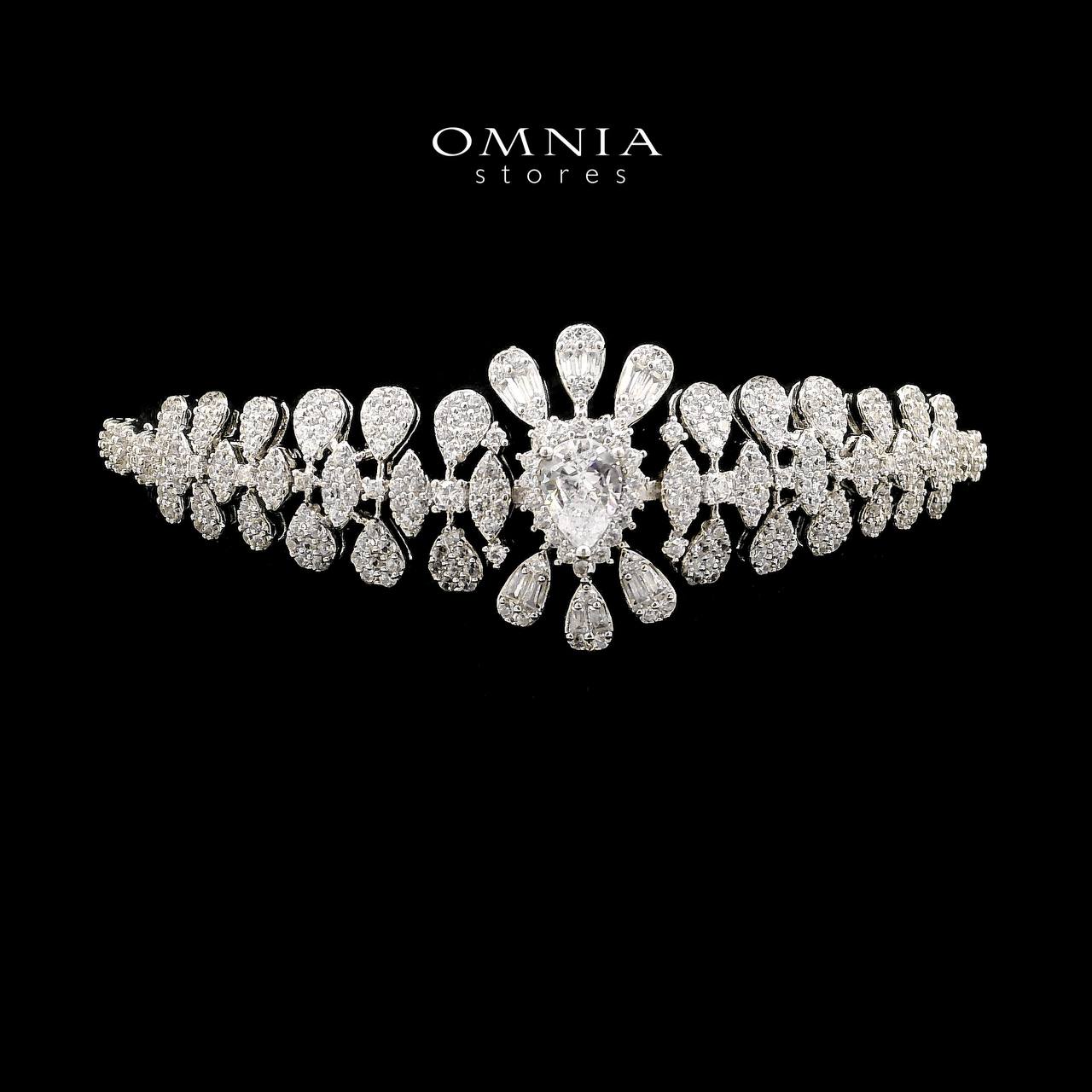 Omnia Adila White Luxury Bridal Full Set in High Quality Zircon Stone in Rhodium Plated image number null