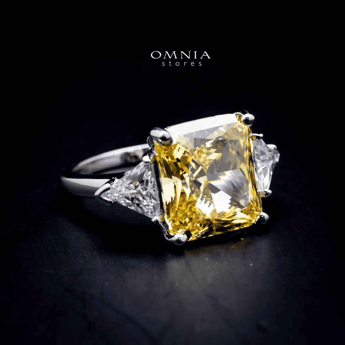 Omnia Adelina Yellow Ring 1.25 Carat Ring 92.5 Silver in High Quality Simulated Diamonds image number null