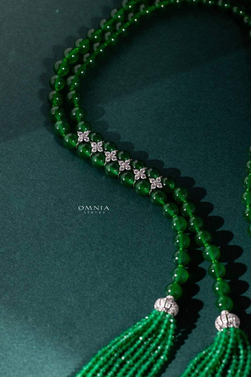 Omnia Selena Real Beads Set in 92.5 Silver High Quality Simulated diamonds, , large image number null