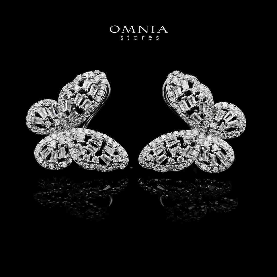 Shereen Butterfly Clip Earrings In 925 Silver High Quality Simulated Diamonds image number null