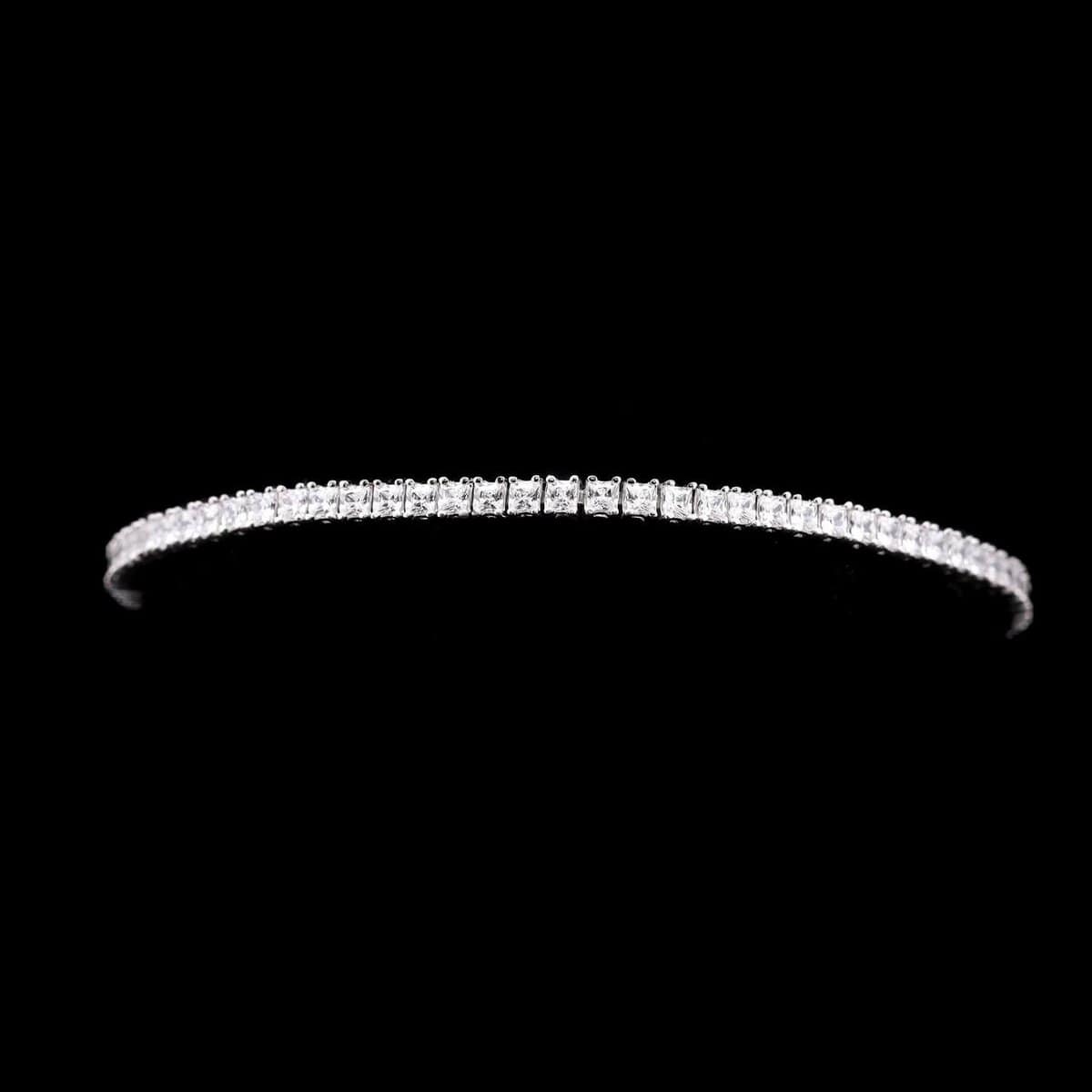 Omnia Muhsina 2mm Square Cut Tennis Bracelet in 92.5 Silver High Quality Simulated diamonds image number null