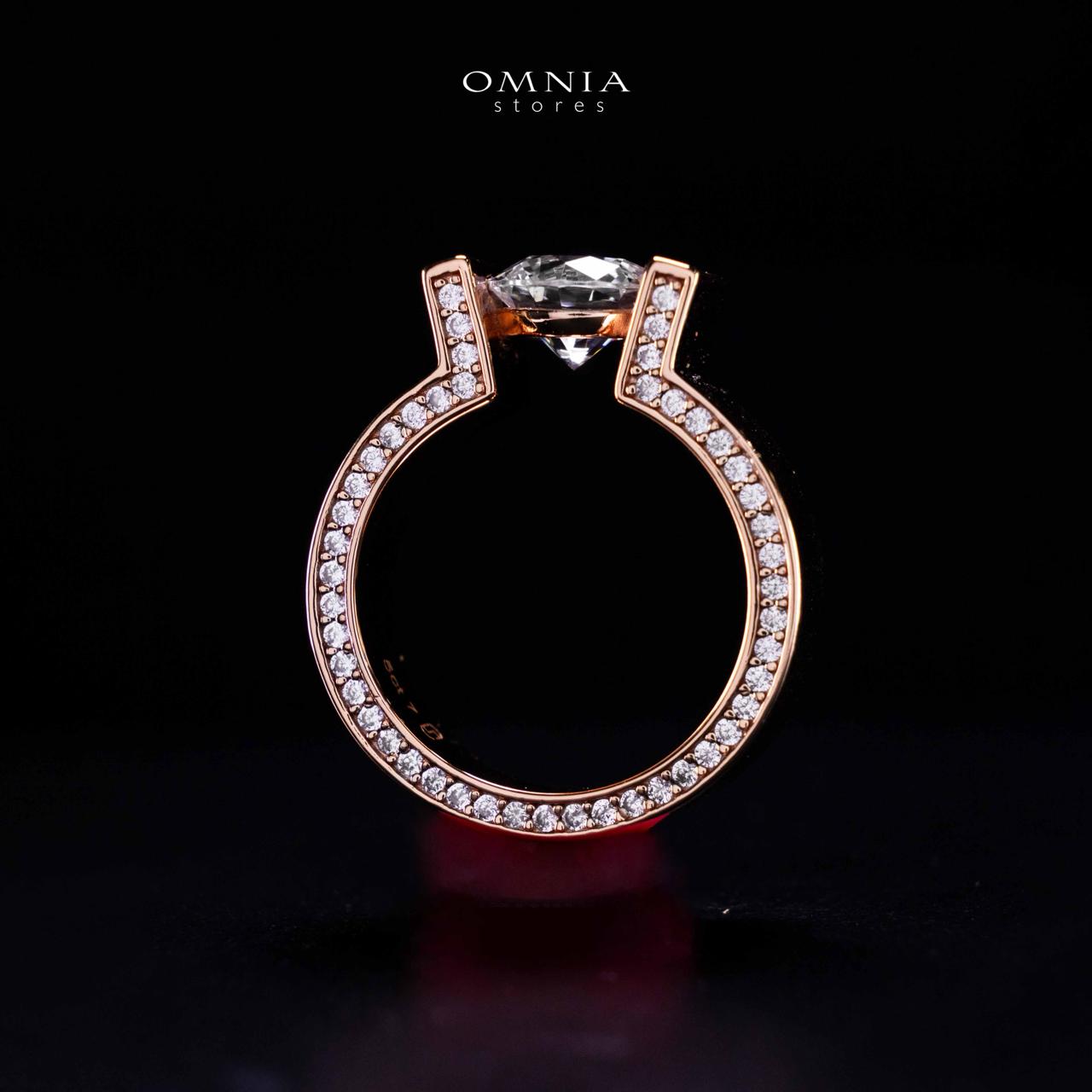 Omnia Aroob Rose Gold Silver Ring In 925 Silver High Quality Certified Lab Crafted Round Cut Stones 5Ct image number null