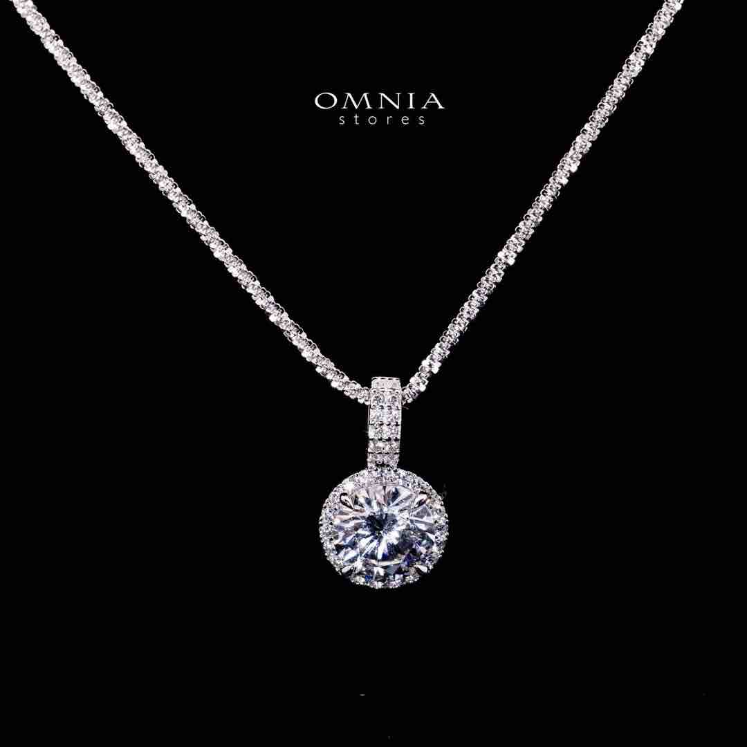 Omnia Falisha White Pendant Necklace In 925 Silver High Quality Certified Lab Crafted Stones image number null