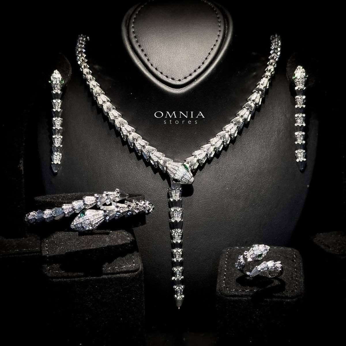 Omnia Serinda White Luxury Bridal Full Set in High Quality Rhodium Plated Zircon Stones image number null