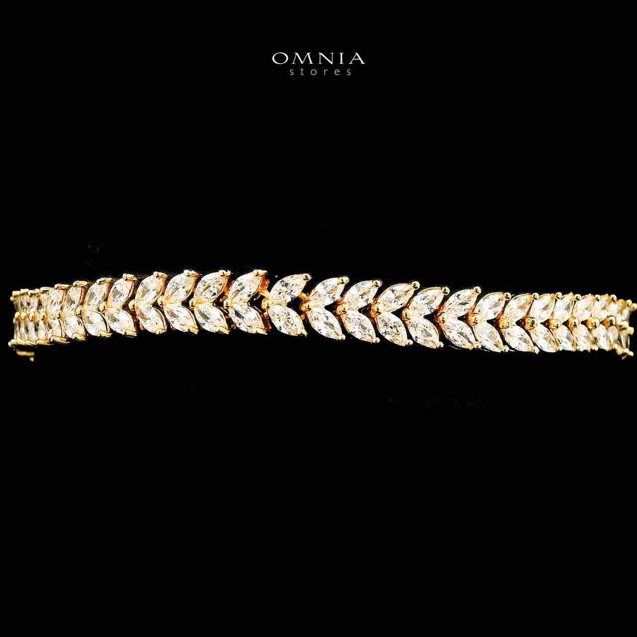 Omnia Aroosa Golden Bridal Full Set with High-Quality Simulated Diamonds Rhodium Plated image number null