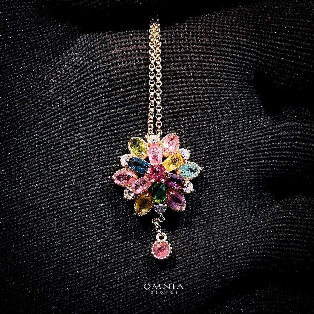 Omnia Atlal Necklace In 92.5 Silver High Quality Natural tourmaline image number null