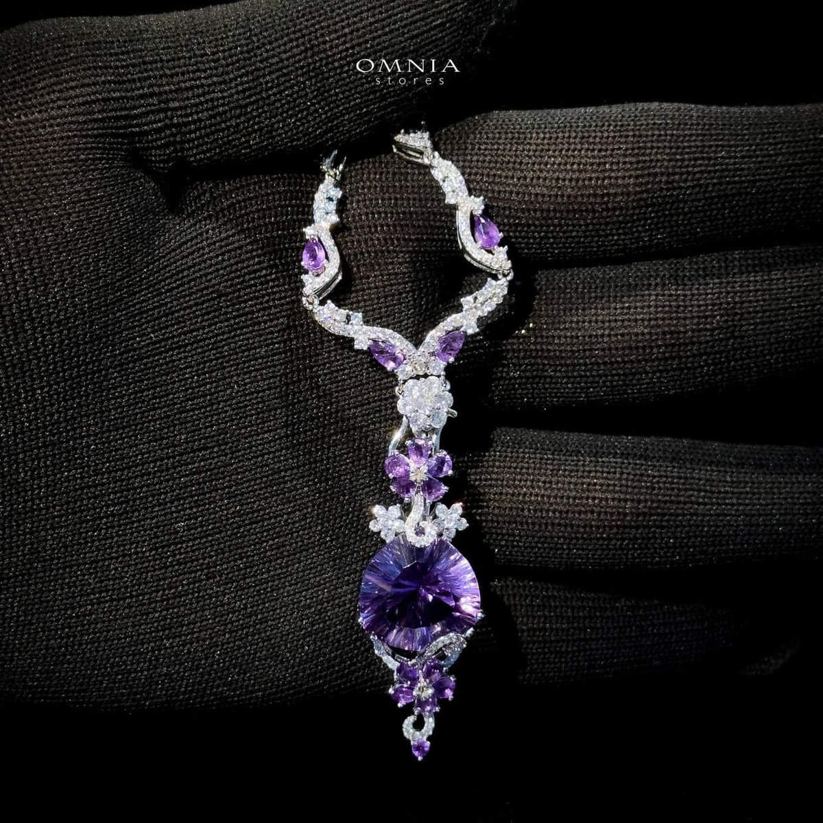 Omnia Hafsa Necklace in 92.5 Silver High Quality Amethyst stone image number null