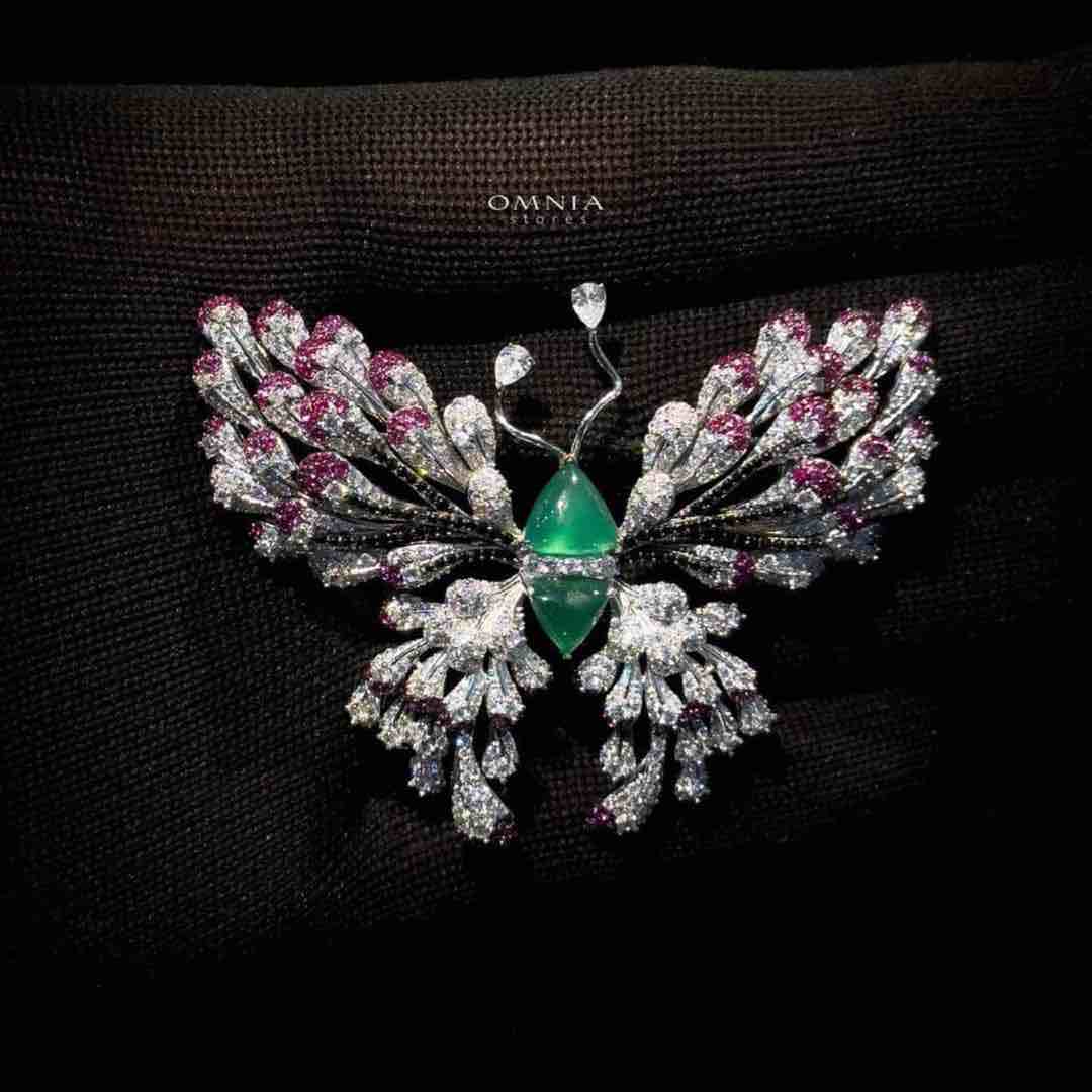 Omnia Omara Butterfly Brooch in 92.5 Pure Silver Tarnish Resistant Plating image number null