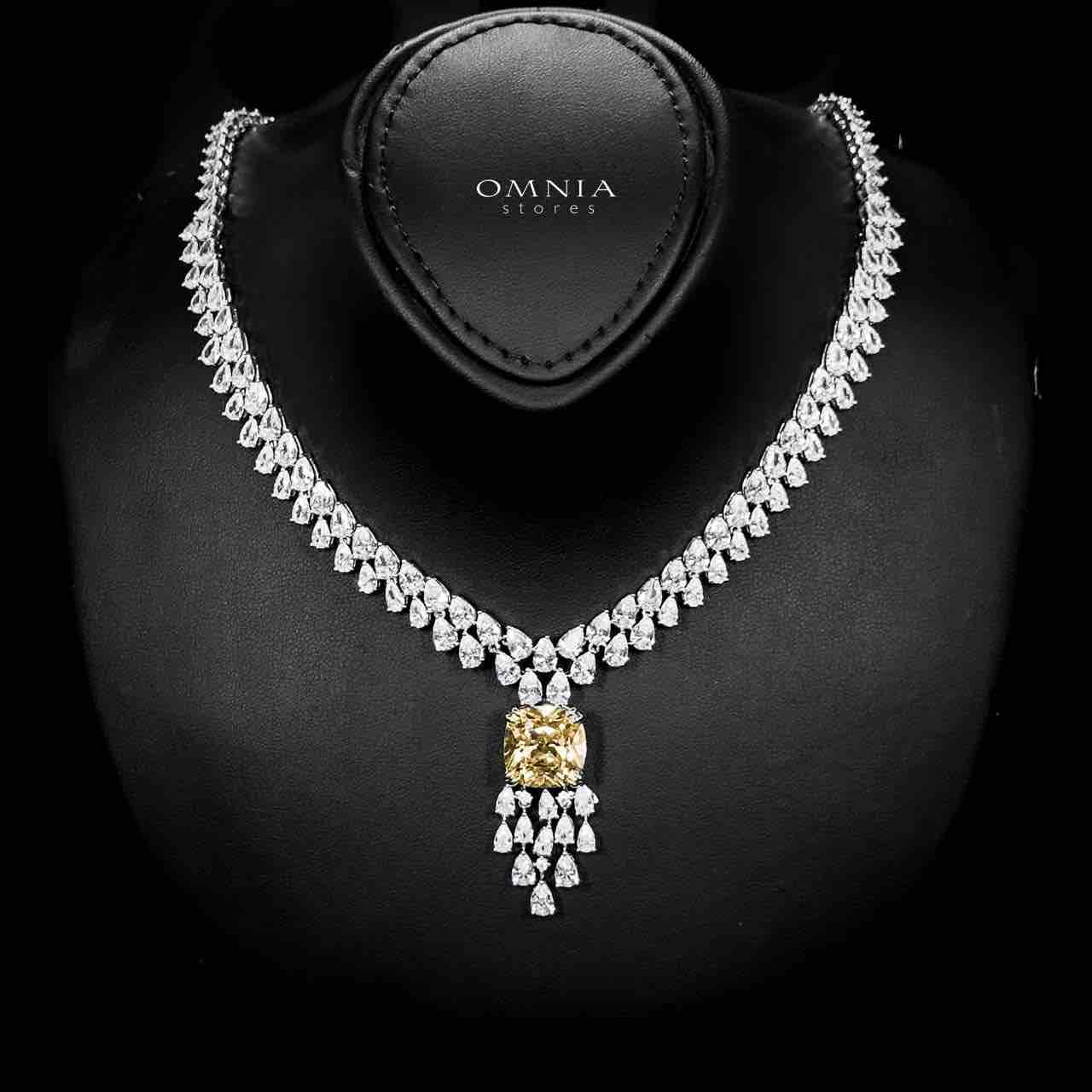 Omnia Nazaha Bridal Full Set in Rhodium Plated with High Quality White and Yellow Zircon Stones image number null