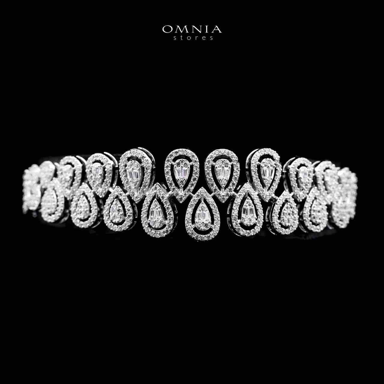 Omnia Kanzah Luxury Bridal White Full Set in High Quality Zircon Stone Rhodium Plated image number null