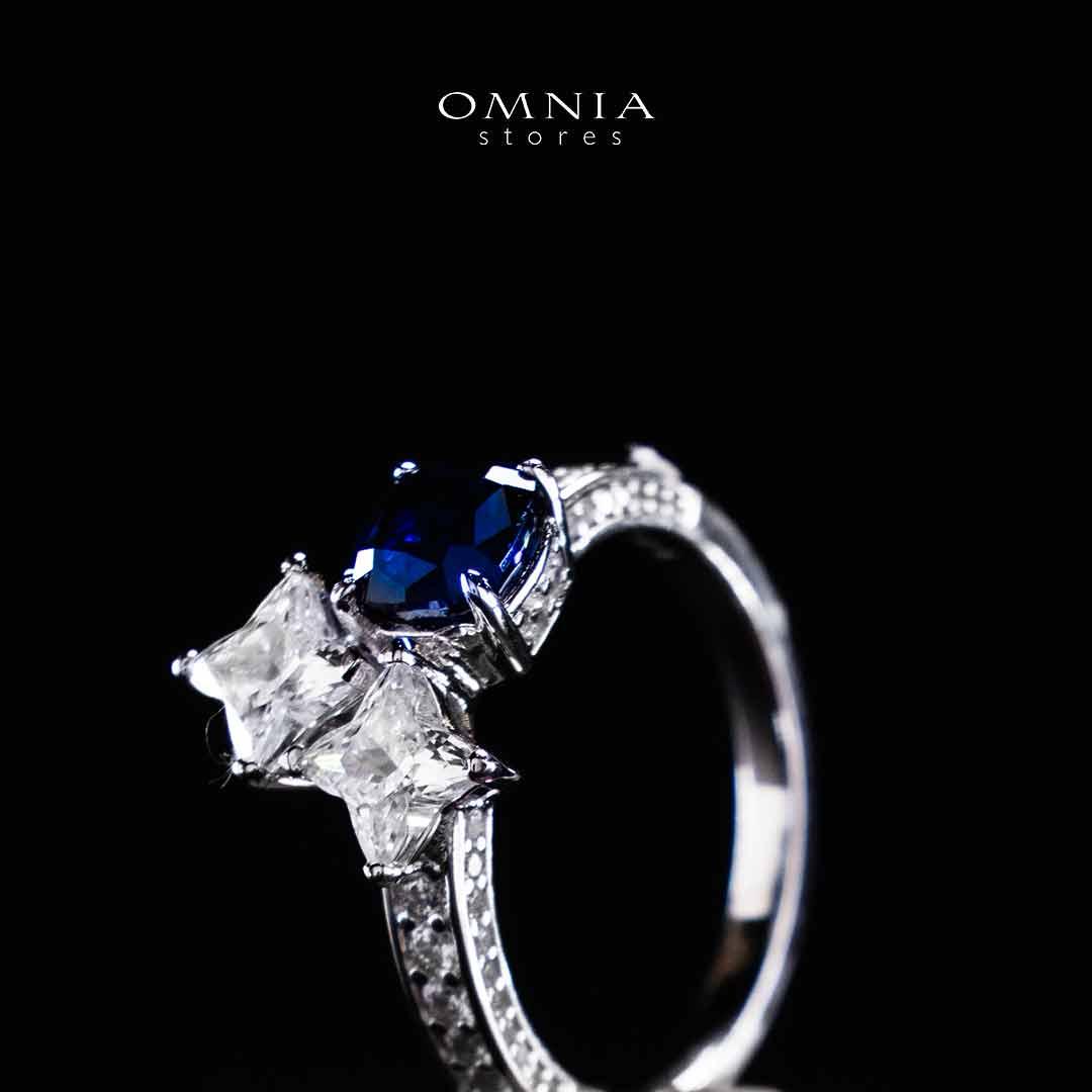 Omnia Rashida Star Blue Silver Ring In 925 Silver High Quality Certified Lab Crafted Stones image number null