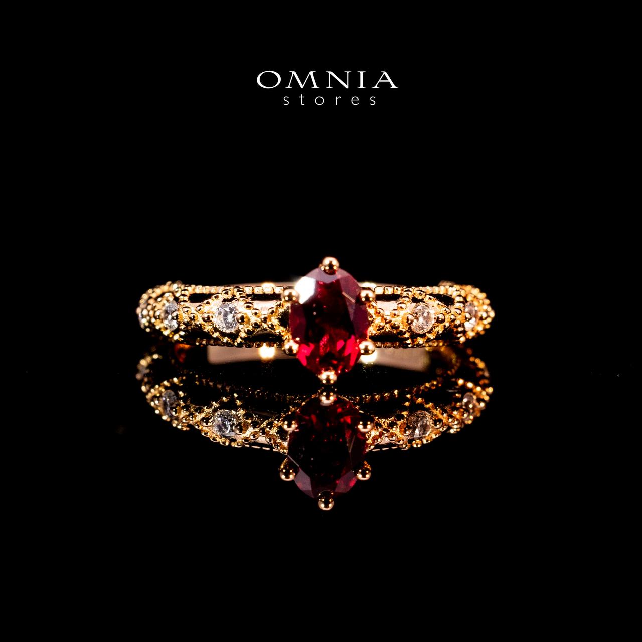 Omnia Suhairah Rose Gold Silver Ring In 925 Silver High Quality Certified Red Lab Crafted Stones image number null