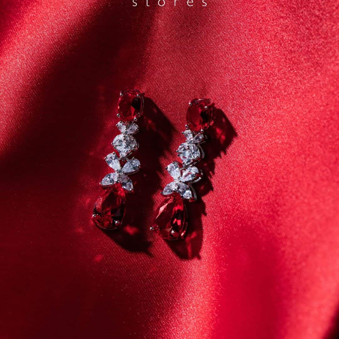 Omnia Suhana Red Bridal Full Set in High Quality Simulated Diamonds image number null