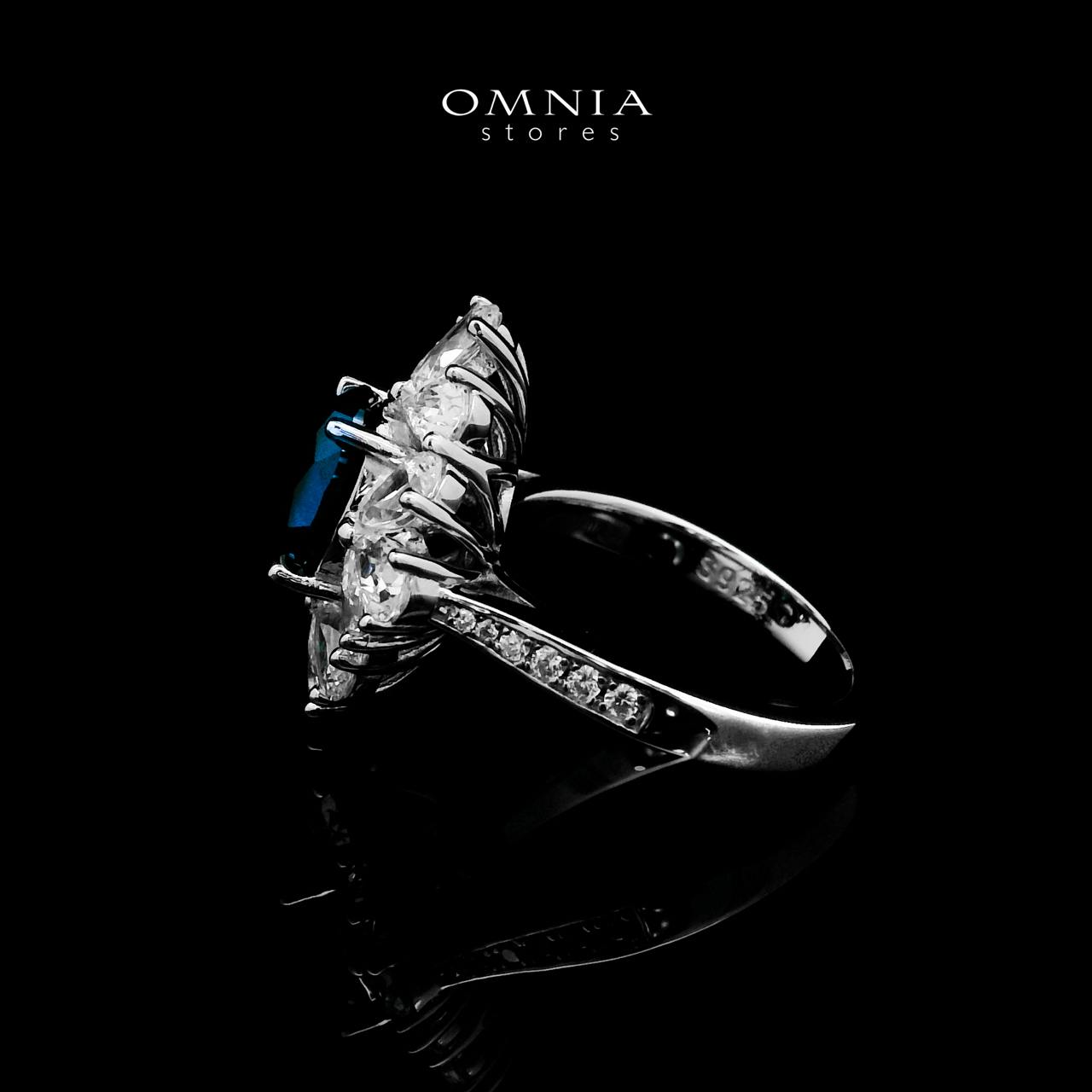 Omnia Hibah Blue Ring in 925 Silver With GRC Certifited High Quality Sapphire Blue Lab Grown Stones image number null