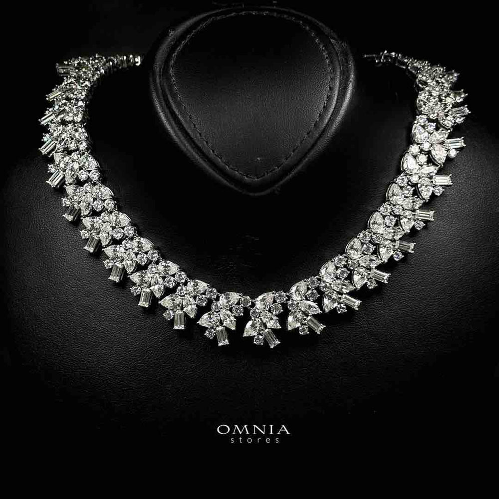 Omnia Farheen White Necklace With High Quality Caertified Lab Crafted Stones In 925 Silver image number null