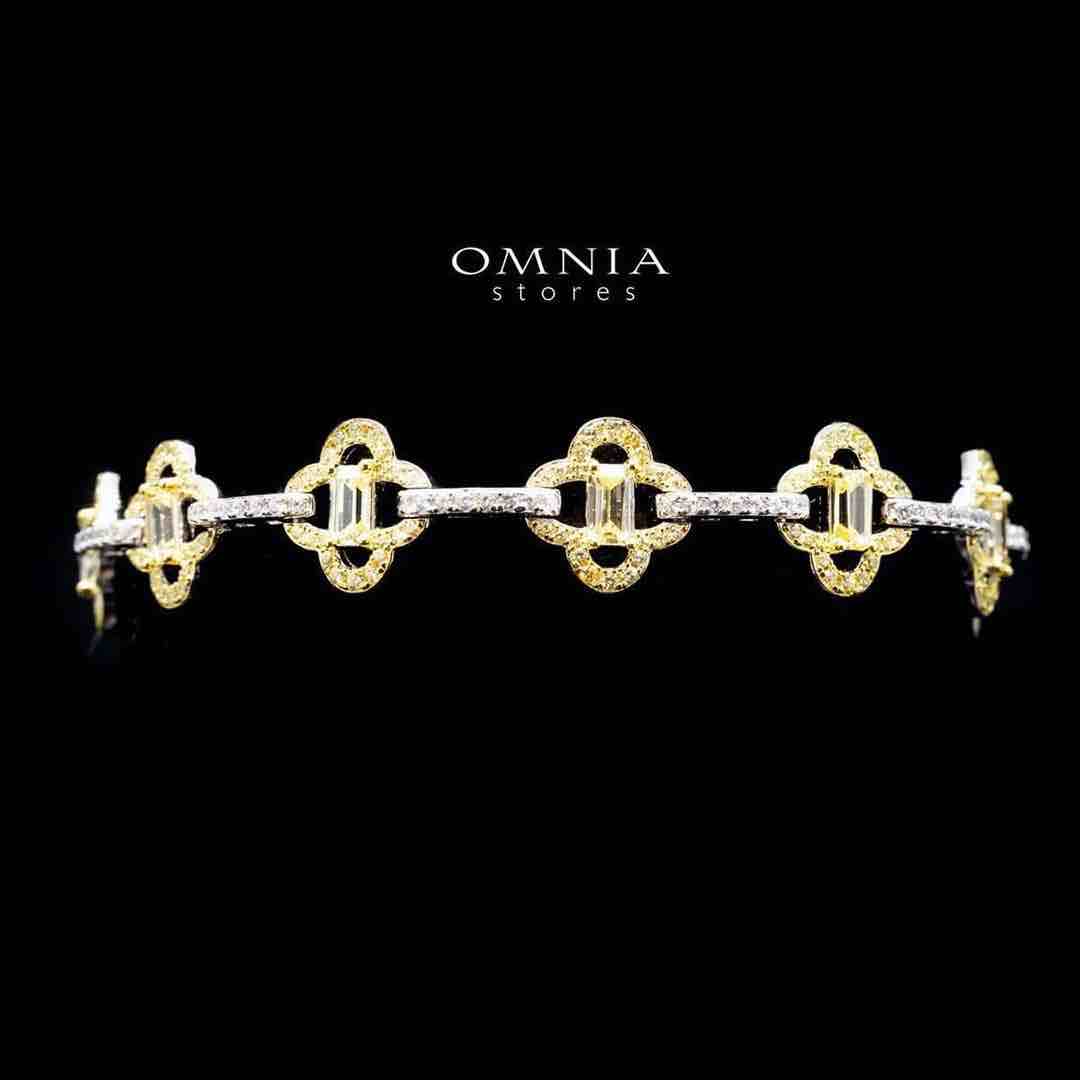 Omnia Amna Gold and White Bracelet in 92.5 Silver High Quality Simulated diamonds image number null