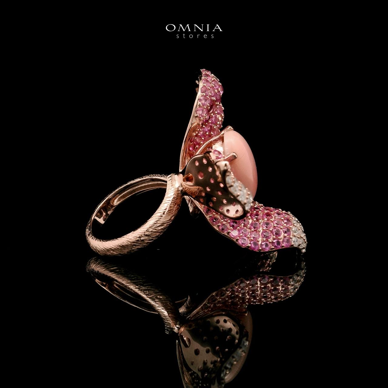 Omnia Amal Floral Ring in 92.5 Silver with High Quality Simulated Diamonds image number null