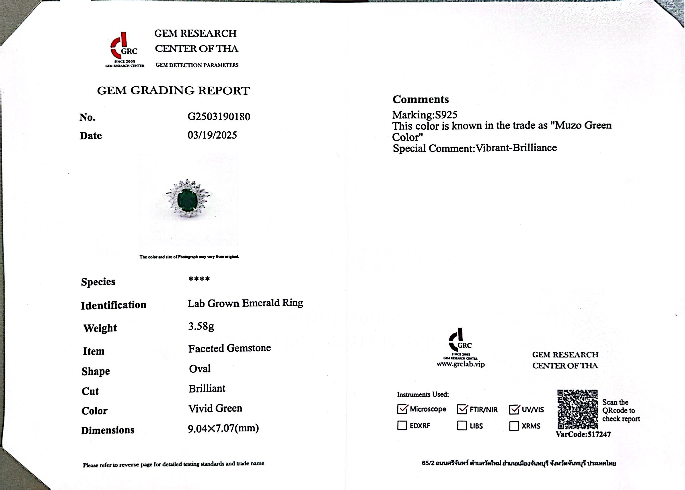 Omnia Hawra Green Ring 92.5 Silver Certified in High Quality Lab Grown Emerald Stone image number null