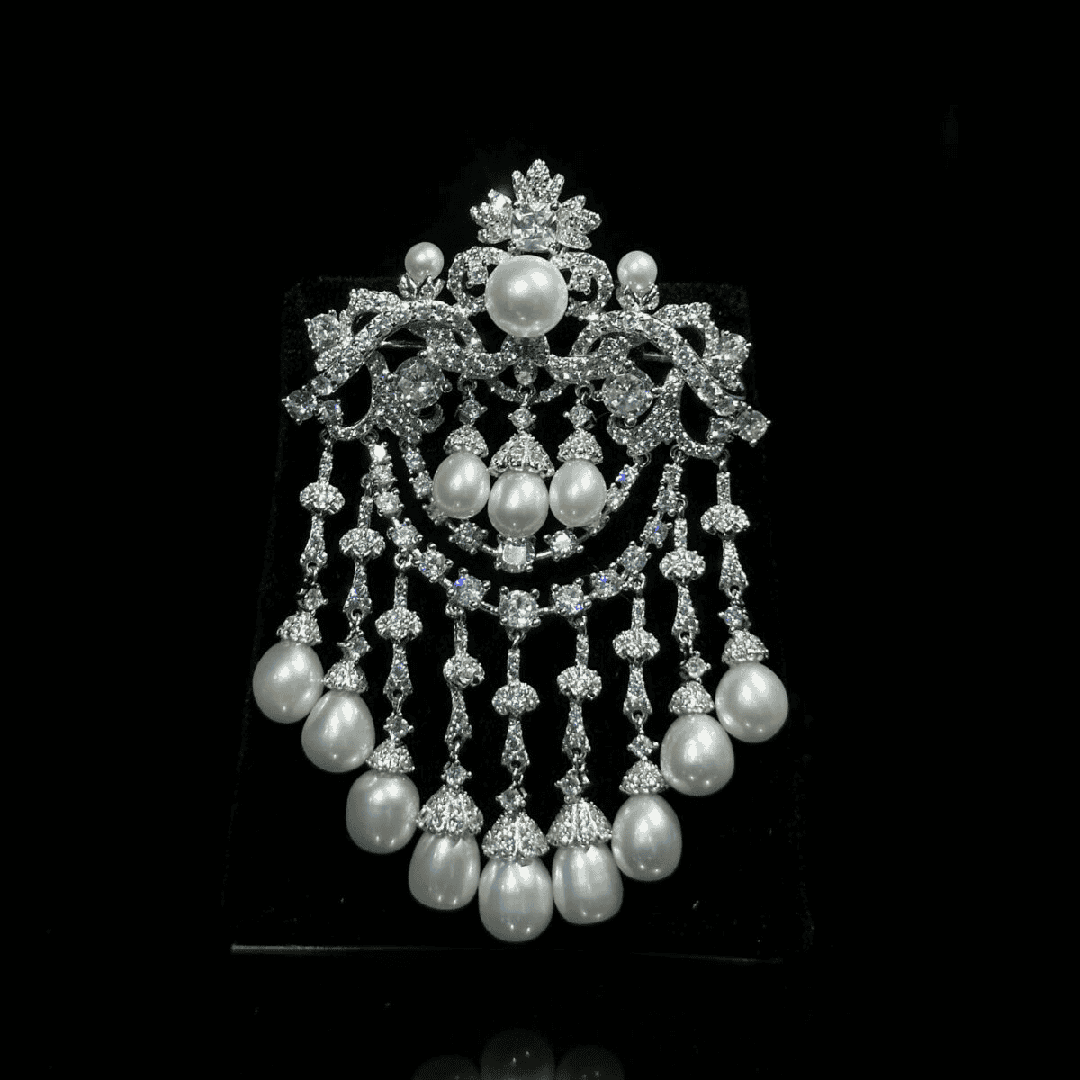 Omnia Hadhira Fresh Real Water Pearl brooch 92.5 Silver High Quality Simulated diamonds image number null
