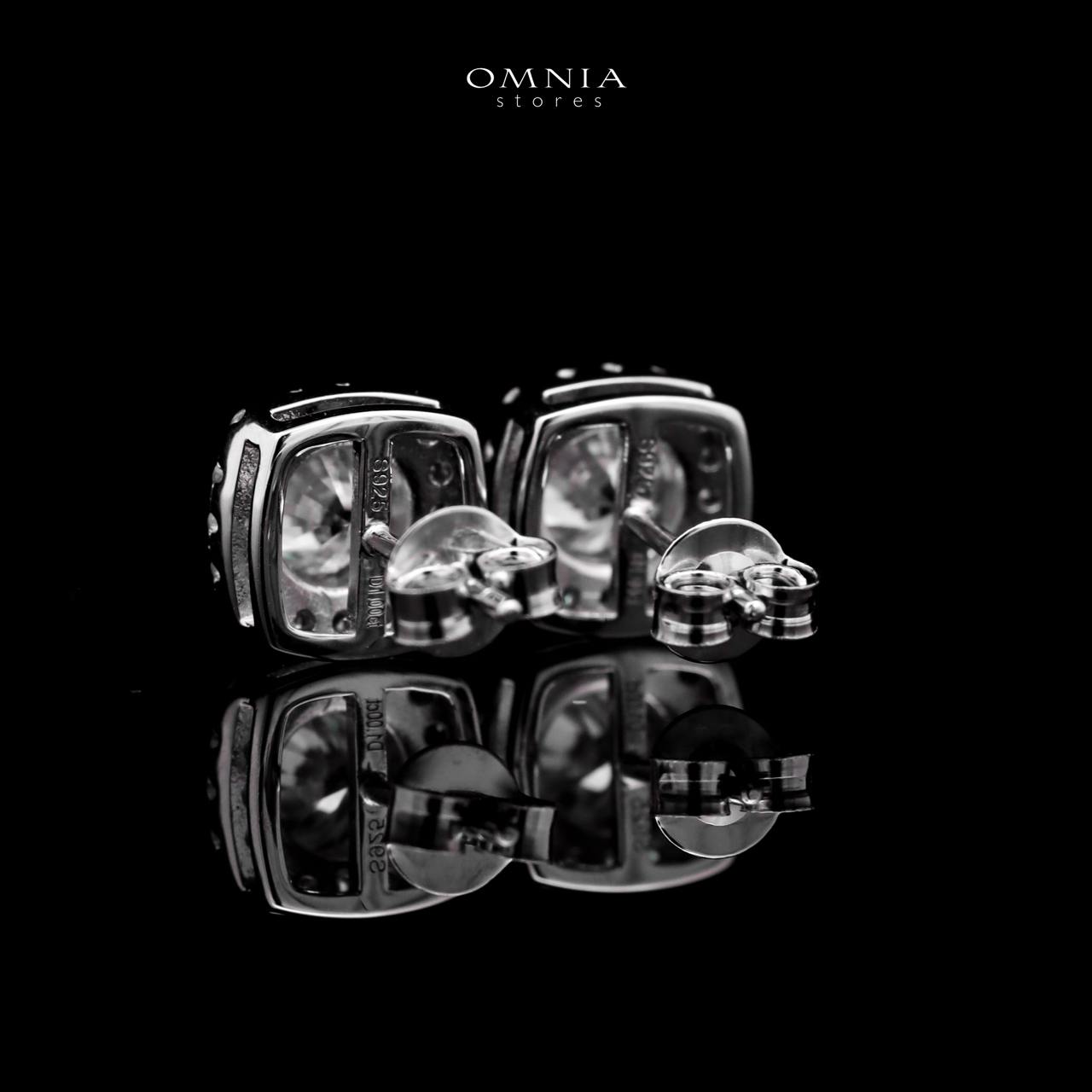 Omnia Dareema Silver Square Stud Earrings 925 Silver in GRA Certifited High Quality White Moissanite Stones image number null