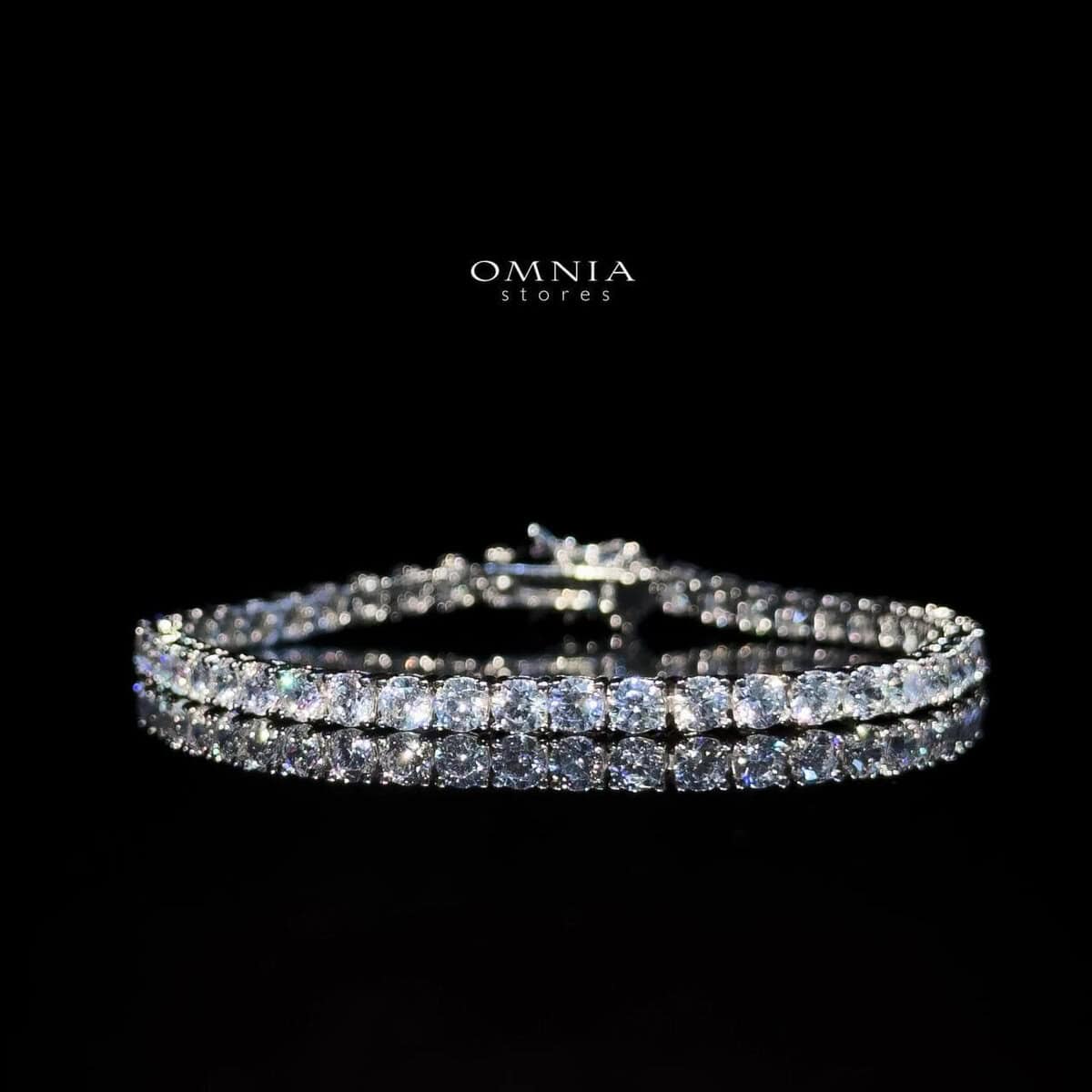Omnia Imani White Radiant-Cut Tennis Bracelet 3.5mm in 925 Silver with Simulated Diamonds image number null
