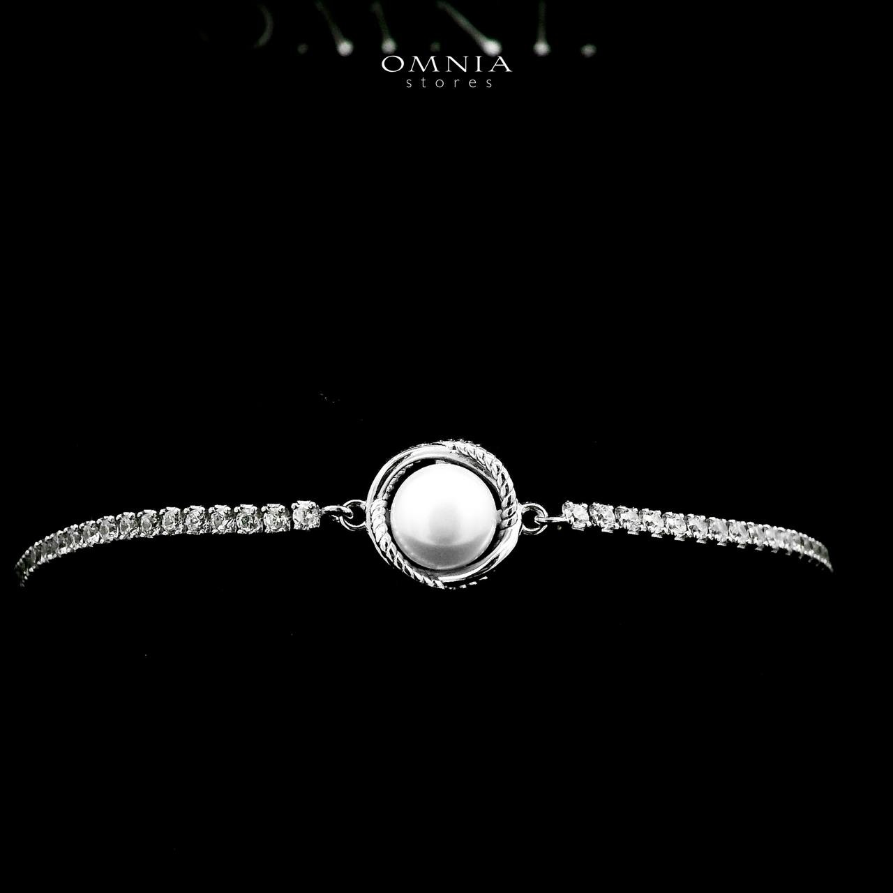 Omnia Maysam Pearl Bracelet in 925 Silver with High Quality Iced Cut Stones image number null