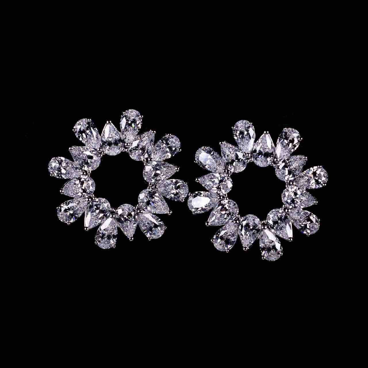 Omnia Ruqaiya White Flower Silver Stud Earrings In 925 Silver High Quality Certified Lab Crafted Stones image number null