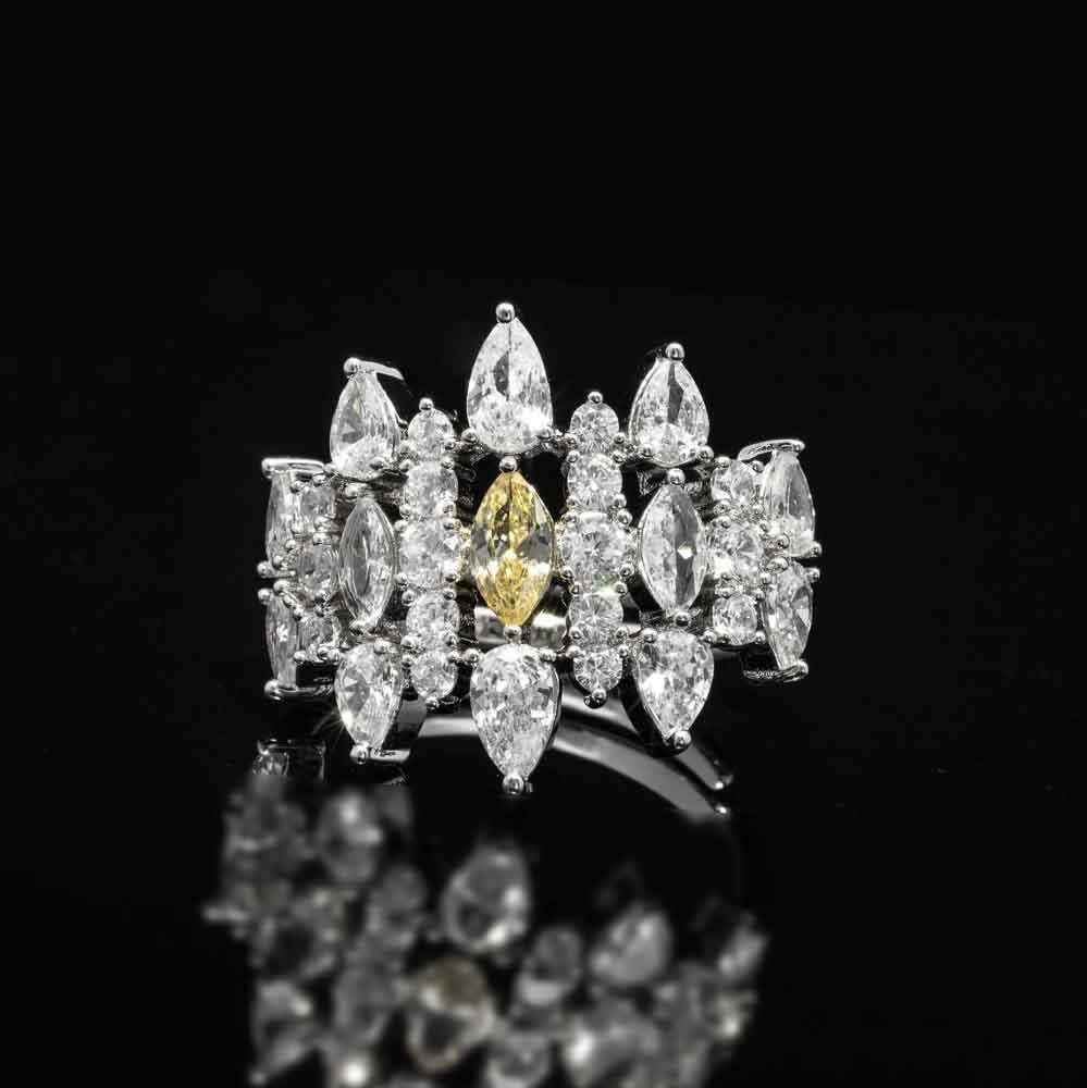 Omnia Lana Yellow Bridal Full Set in High Quality Zircon Stone Rhodium Plated image number null