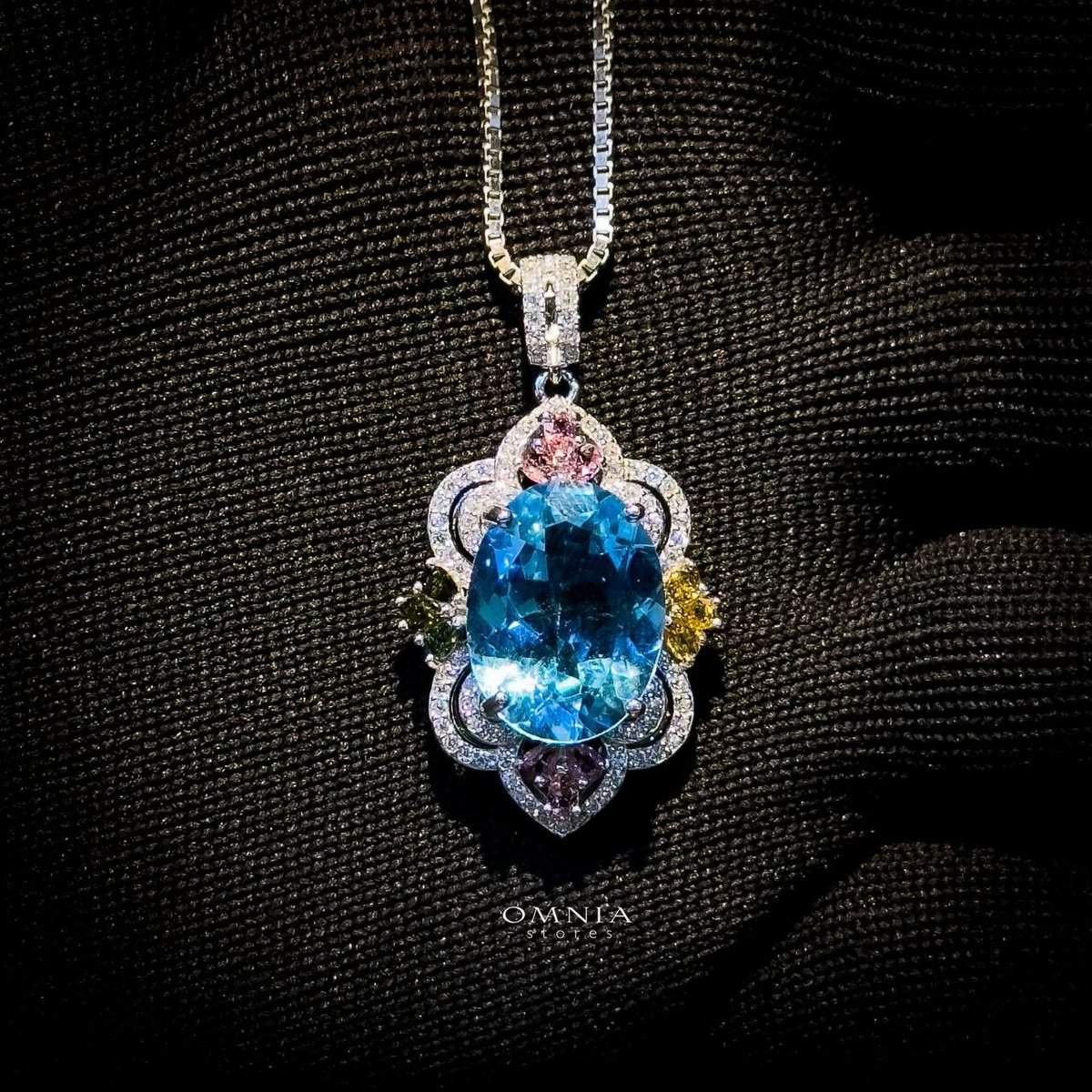Omnia Moudhi Necklace In 92.5 Silver High Quality  London Blue Topaz image number null