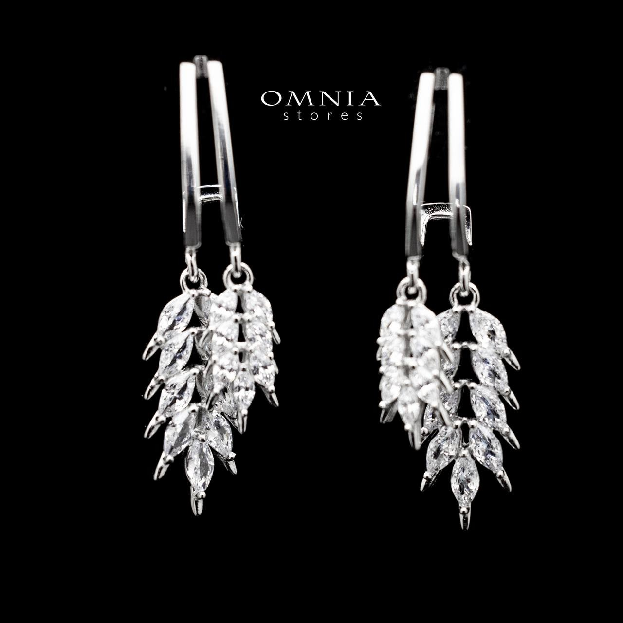 Omnia Ghayda Leaf Drop Earrings in 92.5 Silver With High Quality Moissanite Stone image number null