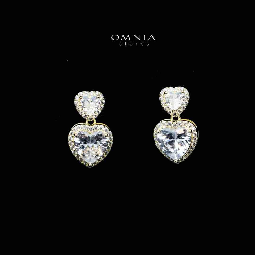 Omnia Lian Celestial Heart Drop Earrings with High Quality Iced Cut Stone in 92.5 Silver image number null