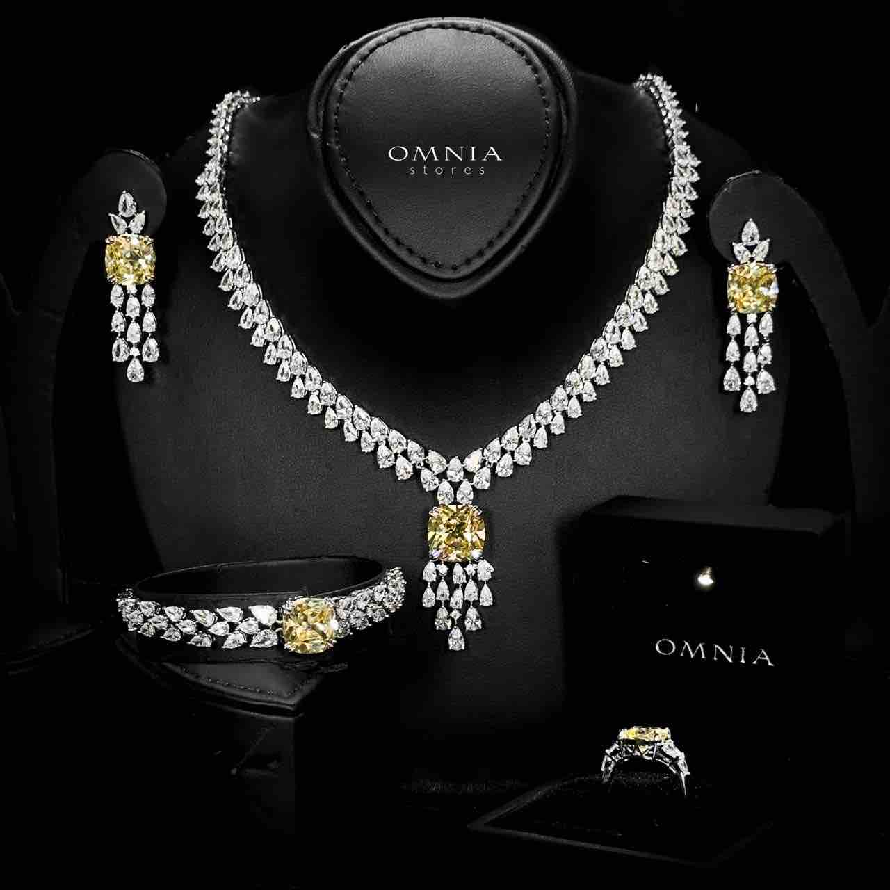 Omnia Nazaha Bridal Full Set in Rhodium Plated with High Quality White and Yellow Zircon Stones image number null