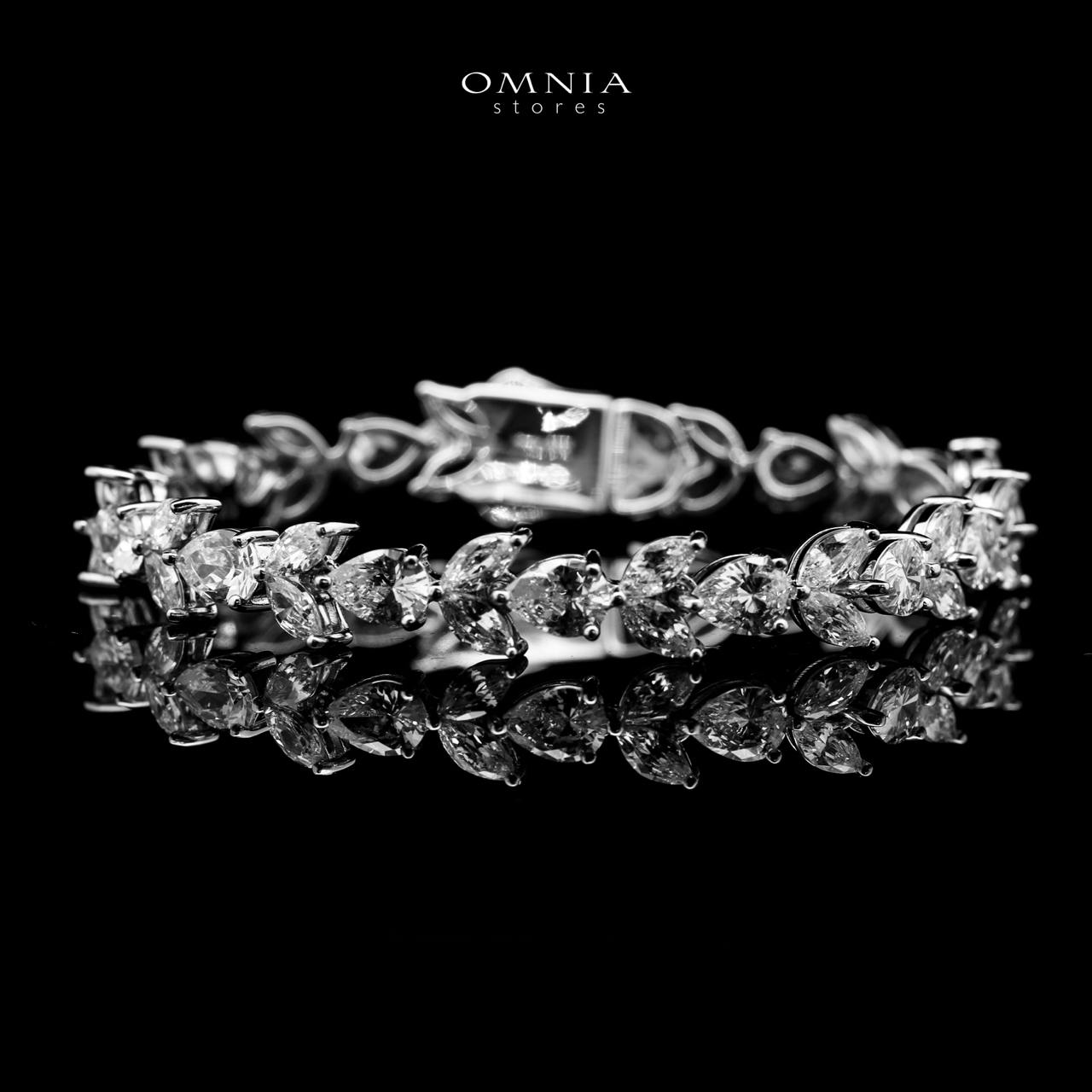 Omnia Farhah Silver Bracelet in 925 Silver with High-Quality White Simulated Diamonds image number null