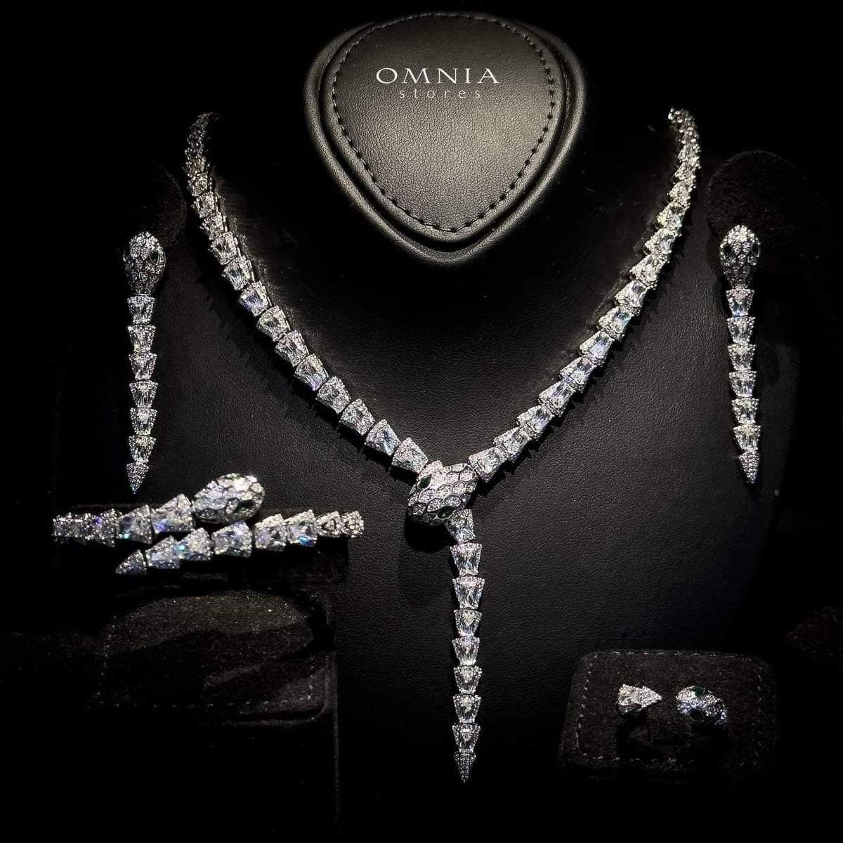 Omnia Serinda White Luxury Bridal Full Set in High Quality Rhodium Plated Zircon Stones image number null