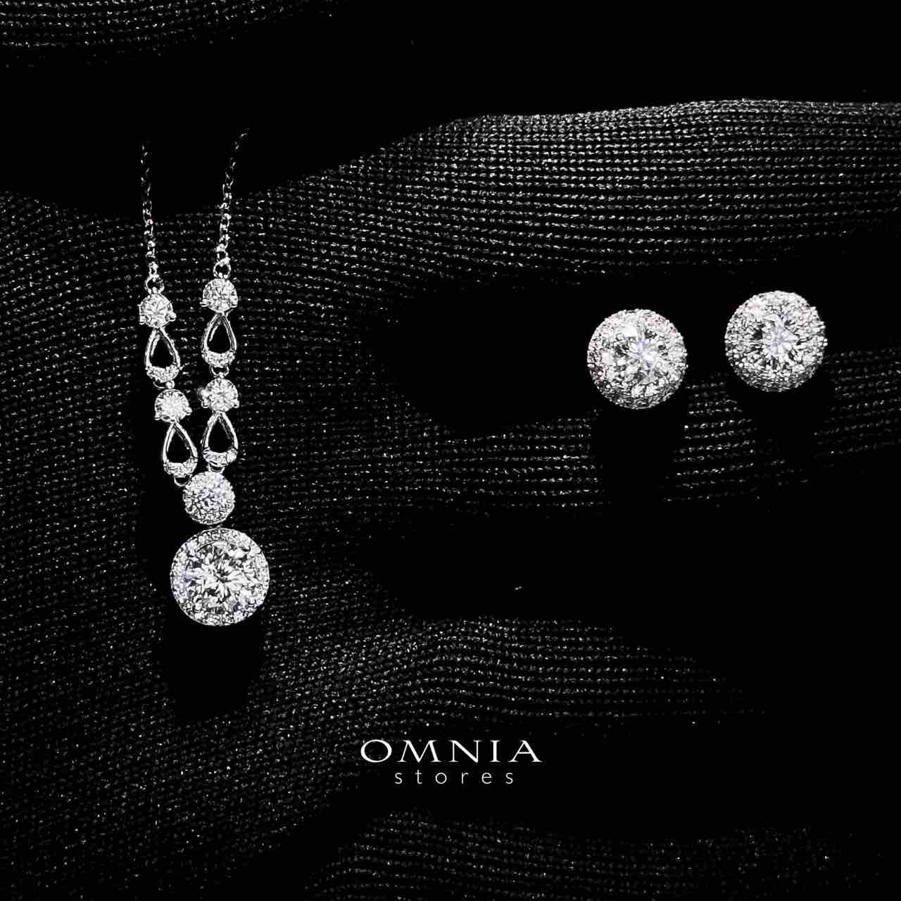 Omnia Badia White Pendant Necklace And Earrings Set in 92.5 Silver with High-Quality Moissanite Stones image number null
