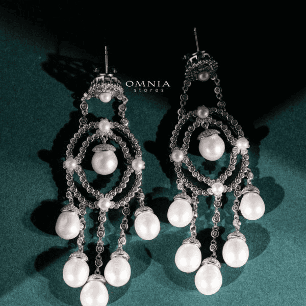 Omnia Amal Fresh Real Water Pearl Set in 92.5 Silver High Quality Simulated diamonds image number null
