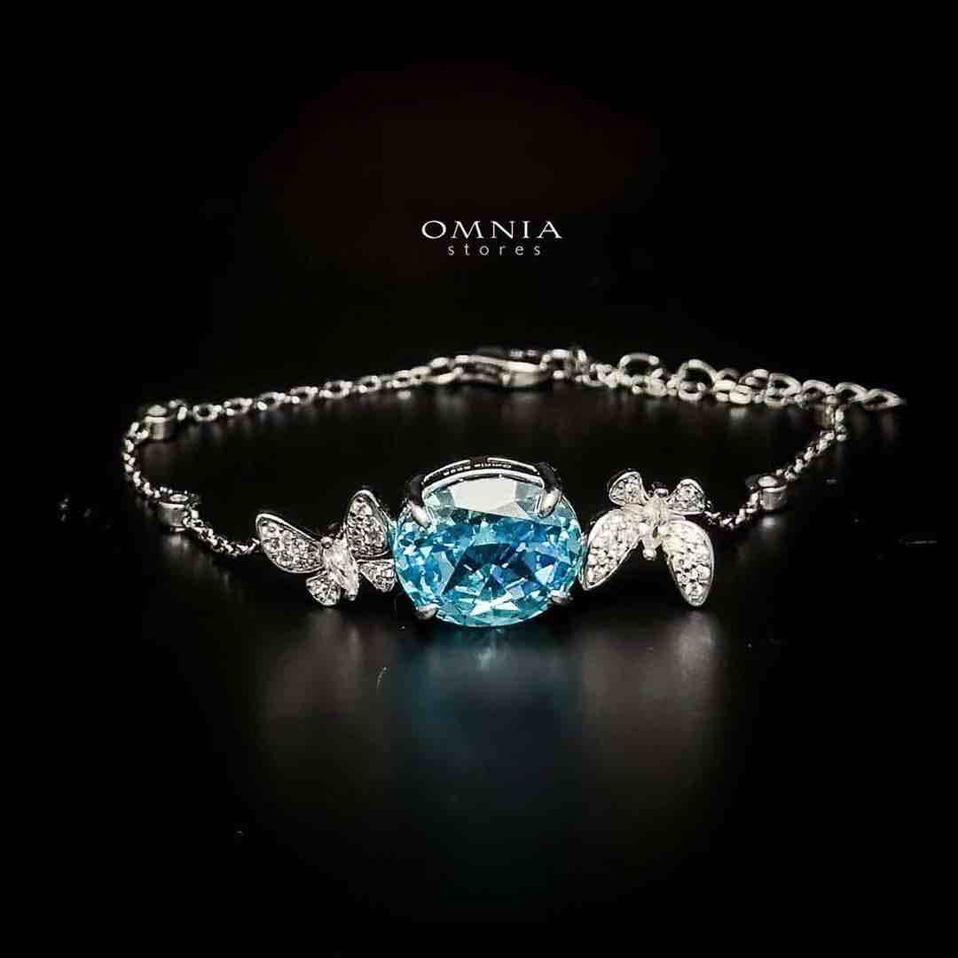 Omnia Maysun Baby Blue Bracelet in 92.5 Silver with High Quality Simulated Diamonds image number null