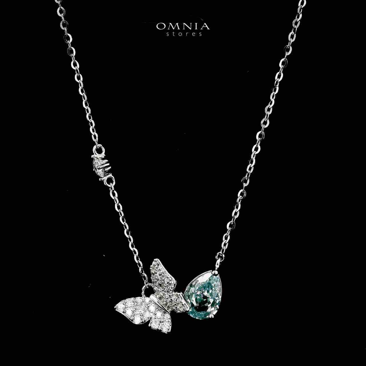 Omnia Nardeen Silver Butterfly Necklace and Earrings Set in 925 Silver with High-Quality Blue Ice Cut Stones image number null