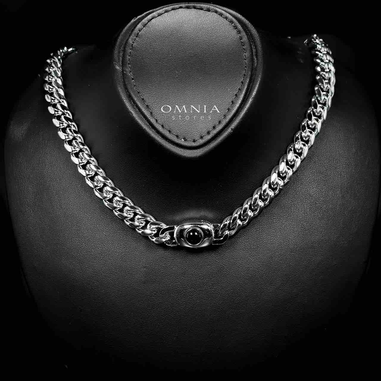 Omnia Hilyah Silver Color Necklace & Bracelet Set in High-Quality 10mm Stainless Steel image number null