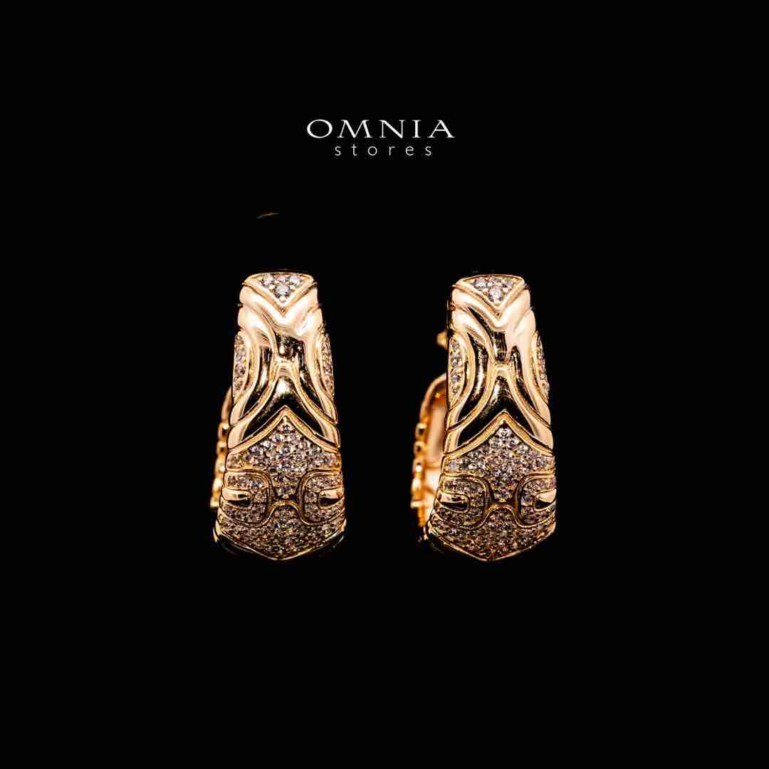 Omnia Hajar Golden Clip Earrrings Necklace in 925 Silver In High Quality Simulated Diamonds image number null