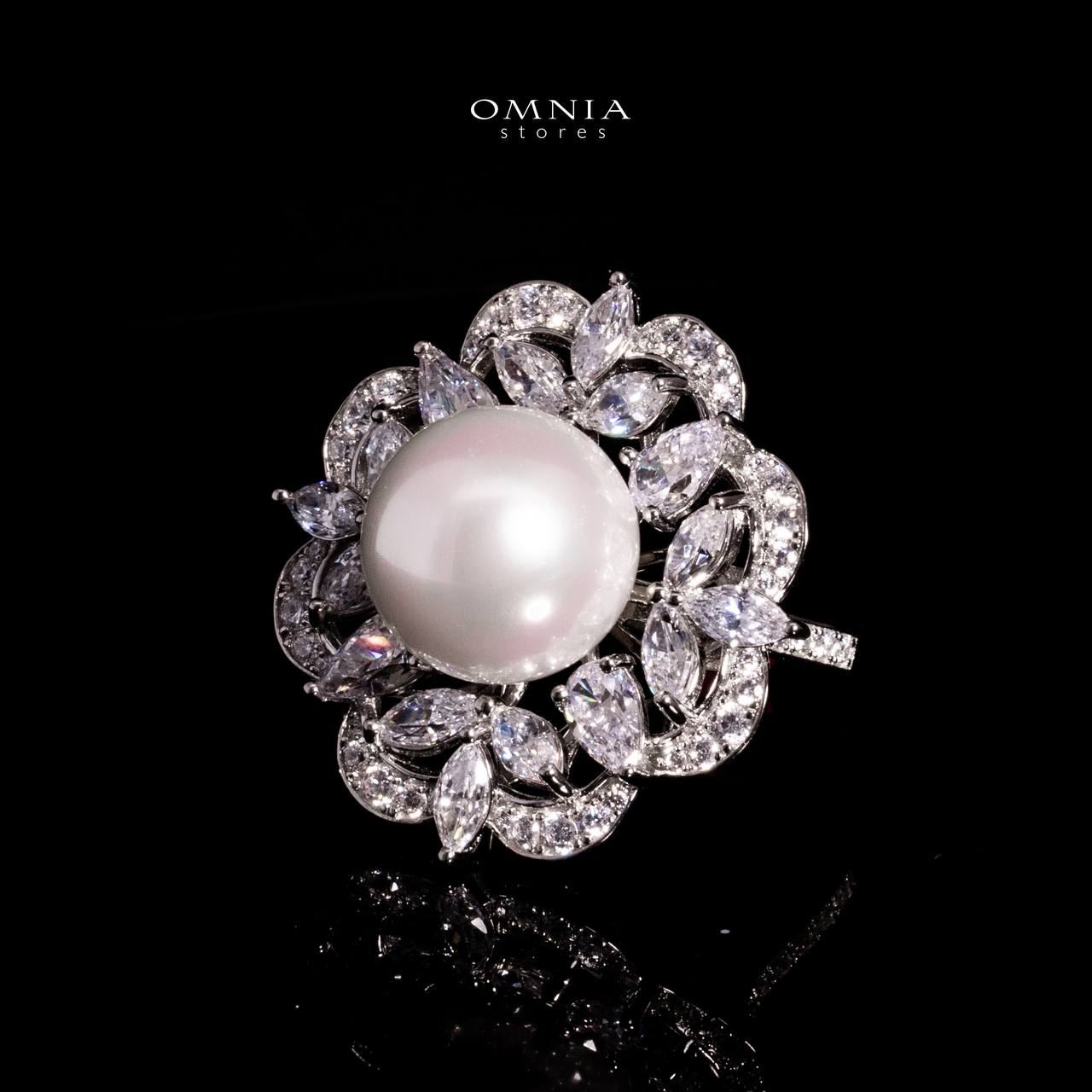 Omnia Alaya White Pearl Ring With High Quality Lab Crafted Stones In 925 Silver image number null