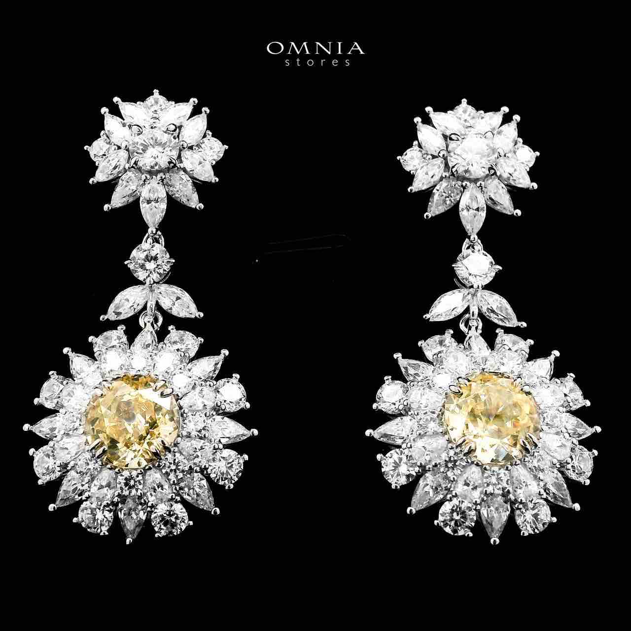 Marjan Sunflower Yellow Drop Earrings In 925 Silver Certified High Quality Lab Grown Stones image number null