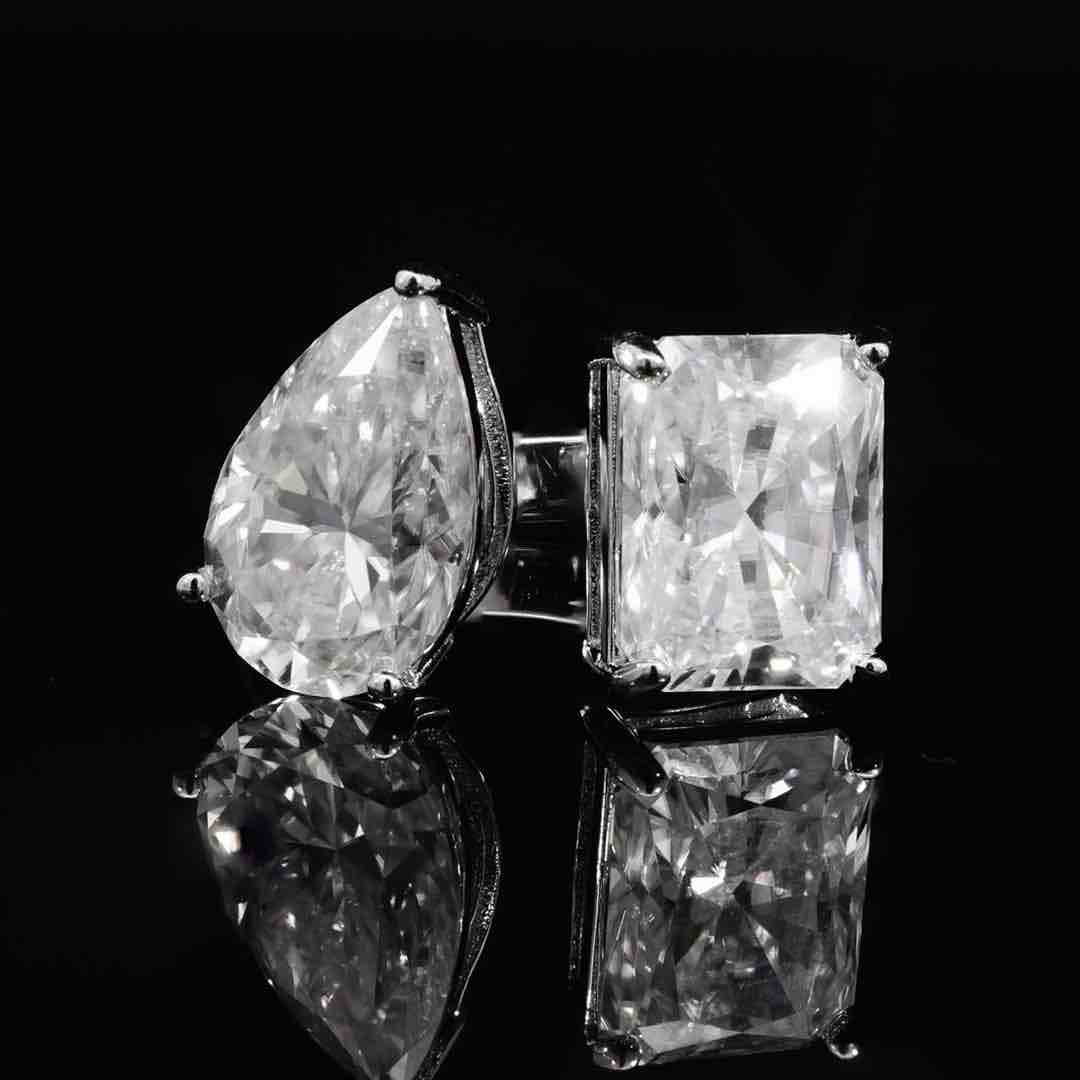 Omnia Ghaliah White Ring 92.5 Silver Certified in High Quality Moissanite Stone image number null