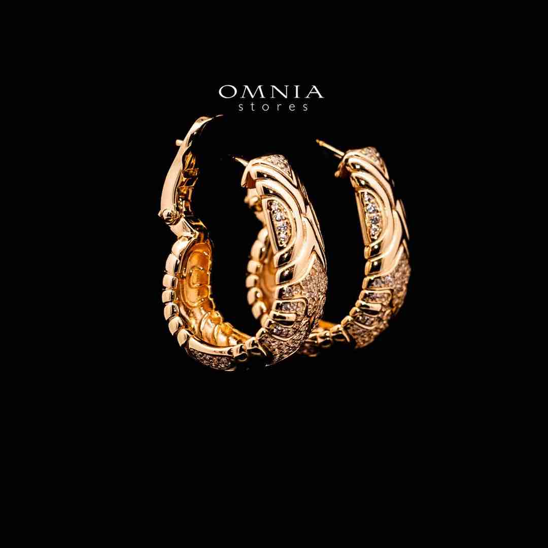 Omnia Hajar Golden Clip Earrrings Necklace in 925 Silver In High Quality Simulated Diamonds image number null