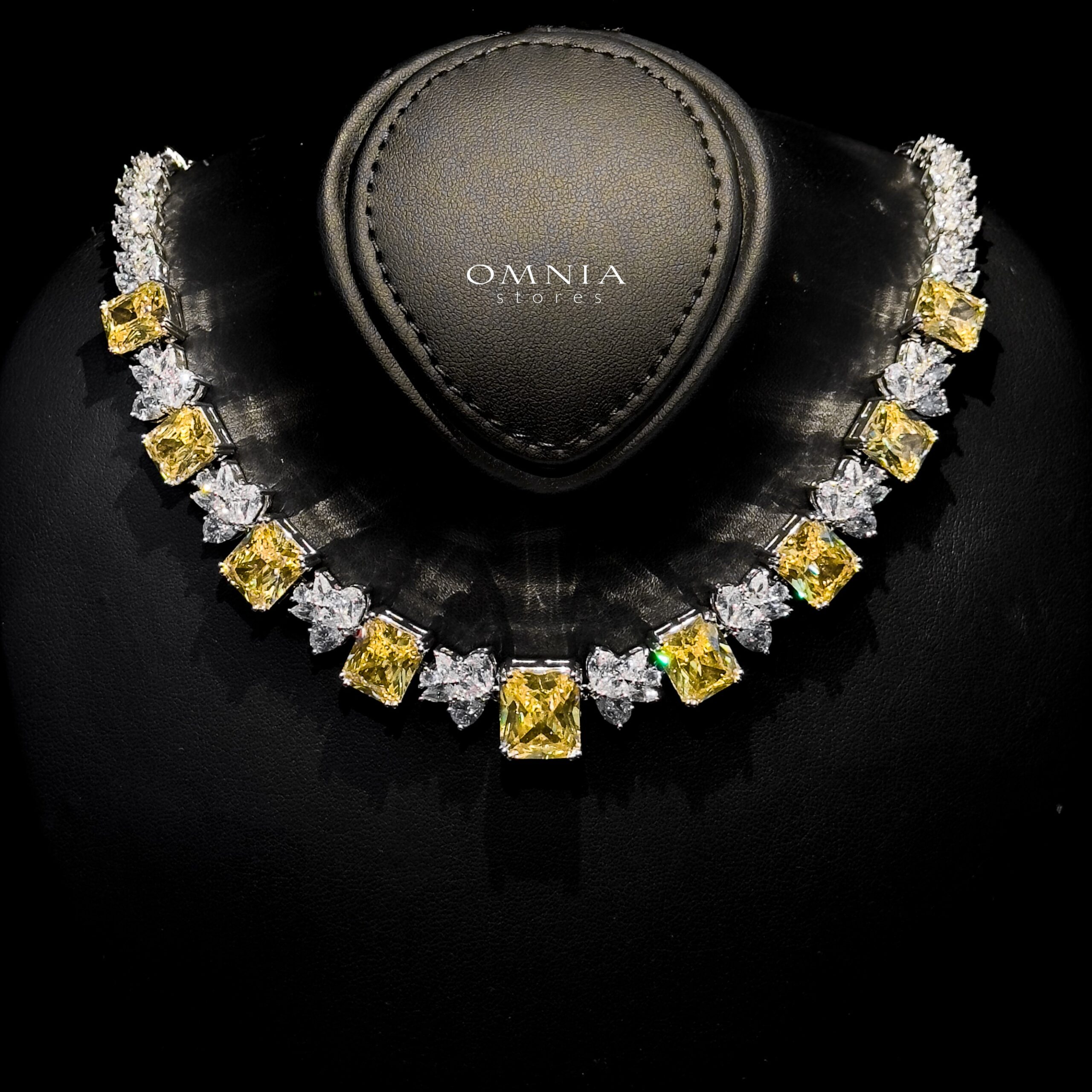 Omnia Amelia Yellow Bridal Full Set with Radiant and Pear-Cut High-Quality Simulated Diamonds in High-Quality Rhodium Plating image number null